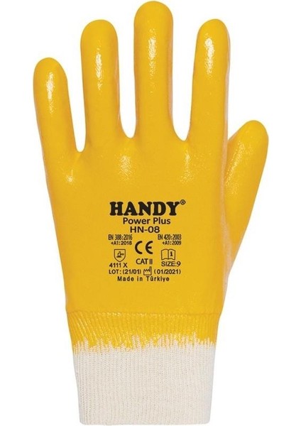 Hn-08 Sarı Nitril Tam Kaplı 12'li Paket Eldiven No:10