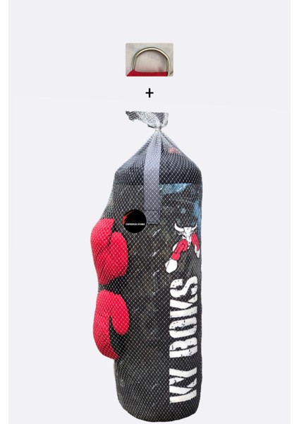 Çocuk Boks Torbası Seti Eldivenli Aparat Hediyeli Kum Torbası