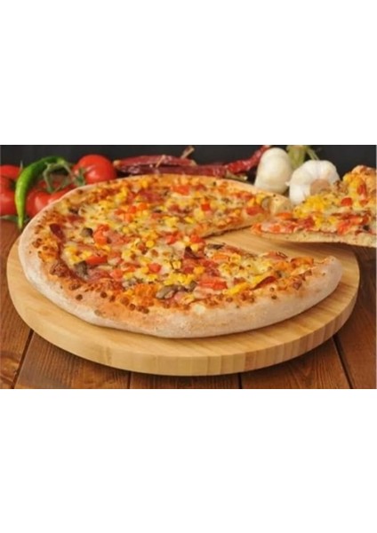 34 cm Bambu 360 Döner Sunumluk Pizza Tabağı Kahvaltı Tabağı Lahmacun Tabagı Organik Orjinal Bambu