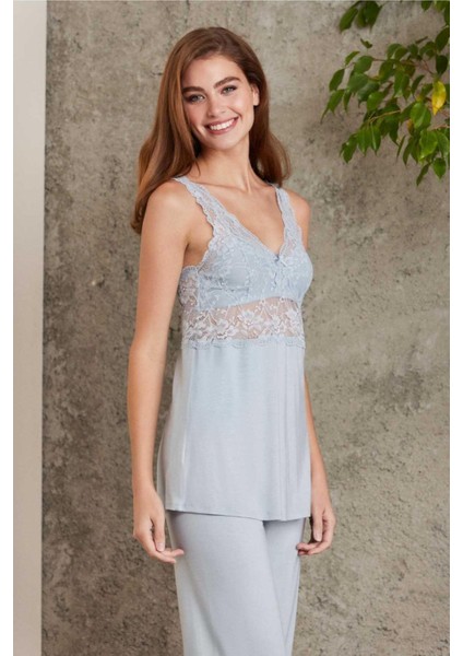 2810 Kadın Mist Dantelli Penye Sabahlıklı Pijama Takımı fiyatları