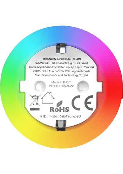 Sl-03 16A Akım Korumalı Akıllı Priz Rgb Işıklı 2.4 G Wıfı&bt Tuya Destekli