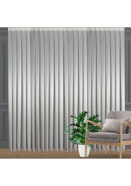 Düz Ince Çizgili (Armür) Tül Perde Seyrek Pile (1'e 2 Pile) Dikim Kırık Beyaz fiyatları