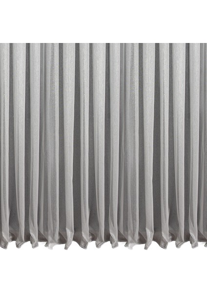 Düz Ince Çizgili (Armür) Tül Perde Sık Pile (1'e 3 Pile) Dikim Gümüş modelleri