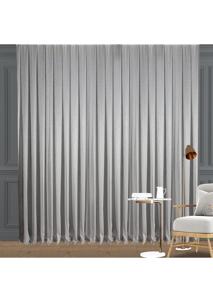 Düz Ince Çizgili (Armür) Tül Perde Sık Pile (1'e 3 Pile) Dikim Gümüş fiyatları