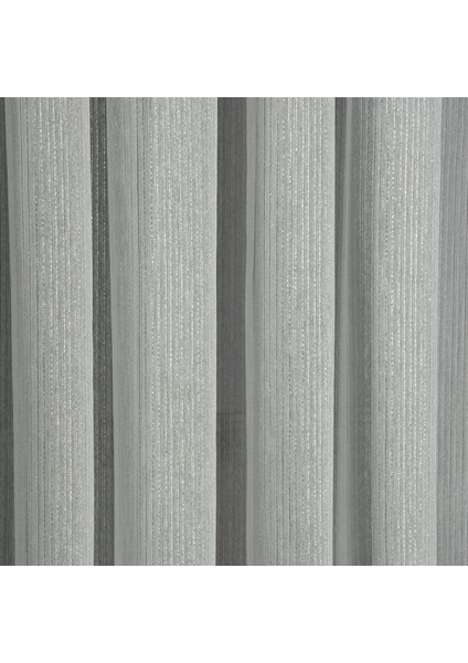 Düz Ince Çizgili (Armür) Tül Perde Sık Pile (1'e 3 Pile) Dikim Gümüş indirimleri