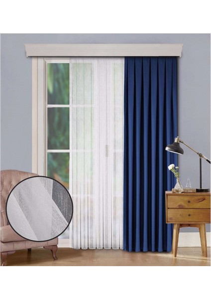 Düz Şantuk (Keten Çizgili) Tül Perde Sık Pile (1'e 3 Pile) Dikim Kırık Beyaz fiyatları