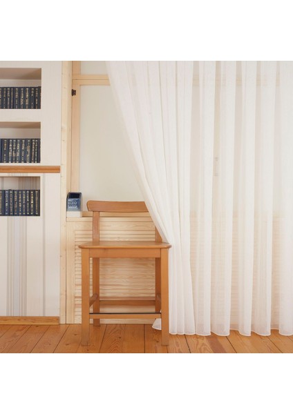 Düz Yüksek Kalite Keten Tül Perde Sık Pile (1'e 3 Pile) Dikim Ekru fırsatları