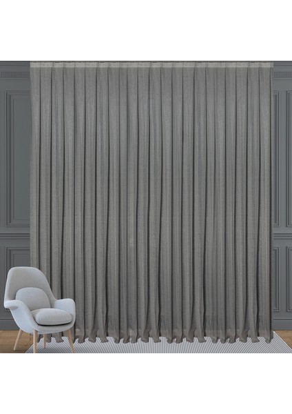 Düz Yüksek Kalite Keten Tül Perde Seyrek Pile (1'e 2 Pile) Dikim Gri fiyatları