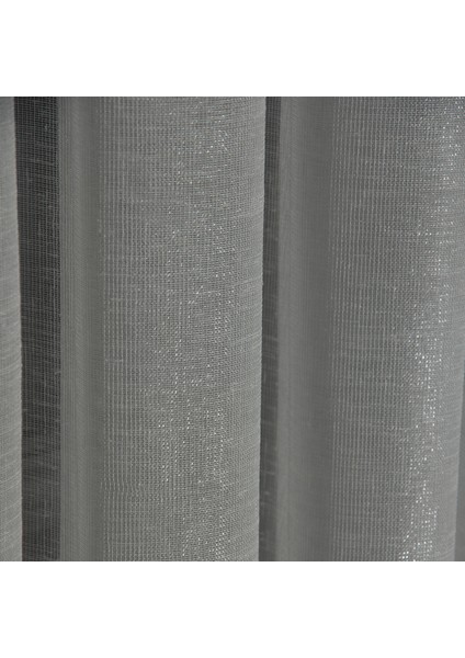 Düz Yüksek Kalite Simli Keten Tül Perde Normal Pile (1'e 2,5 Pile) Dikim Gümüş indirimleri
