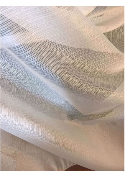 Düz Ince Çizgili (Armür) Tül Perde Pilesiz Extraforlu Düz Dikim Kırık Beyaz indirimleri