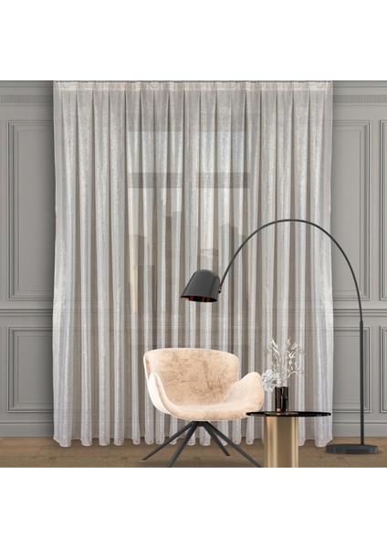 Düz Yüksek Kalite Simli Keten Tül Perde Normal Pile (1'e 2,5 Pile) Dikim Gold fiyatları