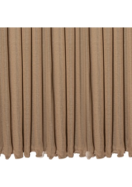 Düz Yüksek Kalite Keten Tül Perde Sık Pile (1'e 3 Pile) Dikim Krem modelleri