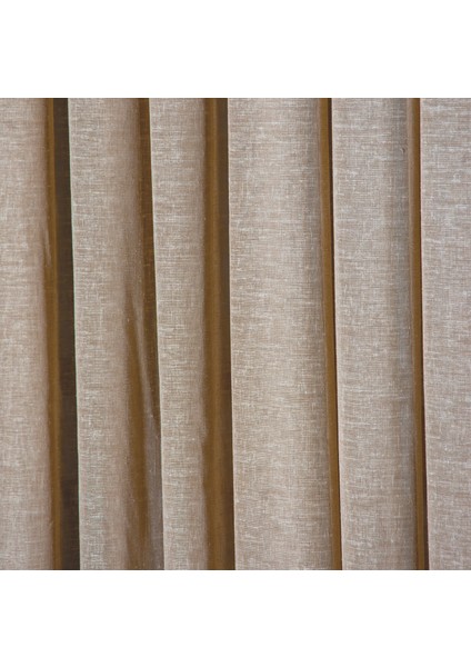 Düz Yüksek Kalite Keten Tül Perde Seyrek Pile (1'e 2 Pile) Dikim Krem indirimleri