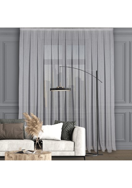 Düz Yüksek Kalite Keten Tül Perde Seyrek Pile (1'e 2 Pile) Dikim Beyaz