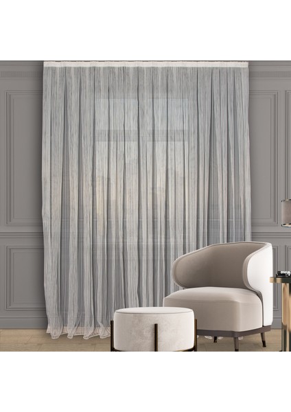 Düz Zincir Çizgili (Makarna) Tül Perde Pilesiz Extraforlu Düz Dikim Kırık Beyaz fırsatları