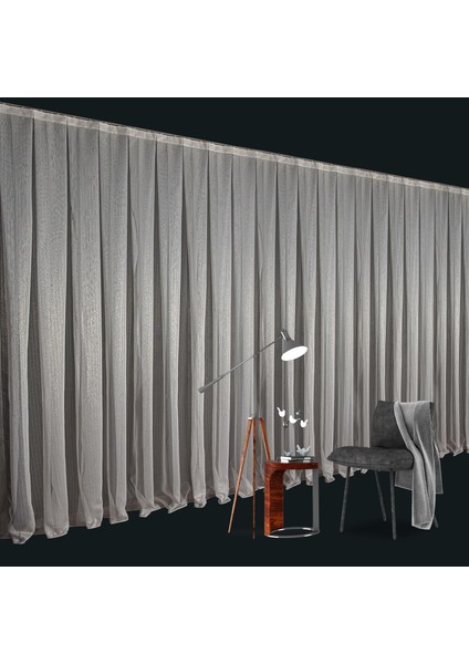 Düz Ince Çizgili (Armür) Tül Perde Sık Pile (1'e 3 Pile) Dikim Gold modelleri