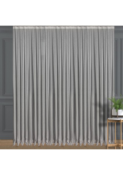 Düz Yüksek Kalite Keten Tül Perde Normal Pile (1'e 2,5 Pile) Dikim Ekru fiyatları