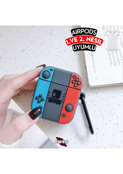 Airpods 1. ve 2. Nesil Uyumlu Nintendo Figürlü Sevimli Koruyucu Silikon Kılıf, Darbe Emici Kılıf