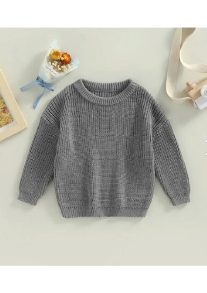Unisex Bebek Çocuk Bisiklet Yaka Extra Esnek Triko Kazak
