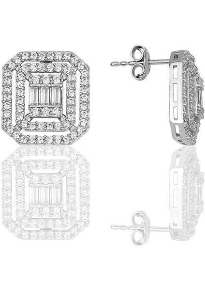 Gümüş Rodyumlu Pırlanta Montürlü Taşlı Baget Üçlü Set fırsatları