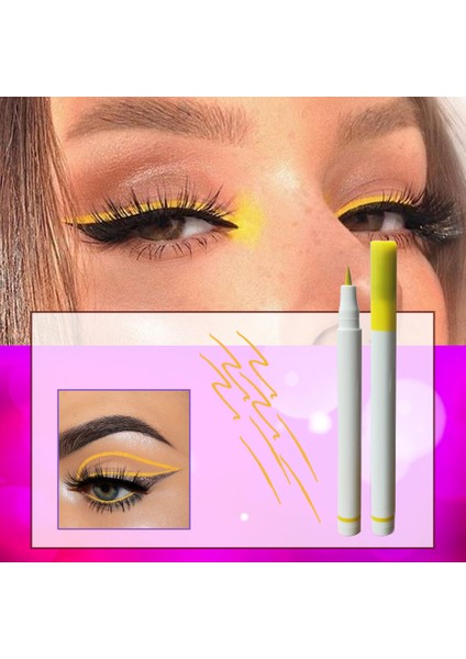 Sarı Ultra Ince Uçlu Likit Kalem Eyeliner Sürülebilir Makyaj Göz Su Geçirmez