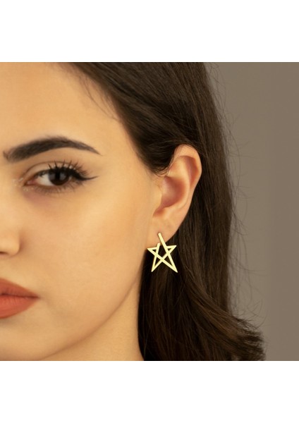 Yıldız Sembol Gümüş Küpe Kadın Gümüş Küpe modelleri
