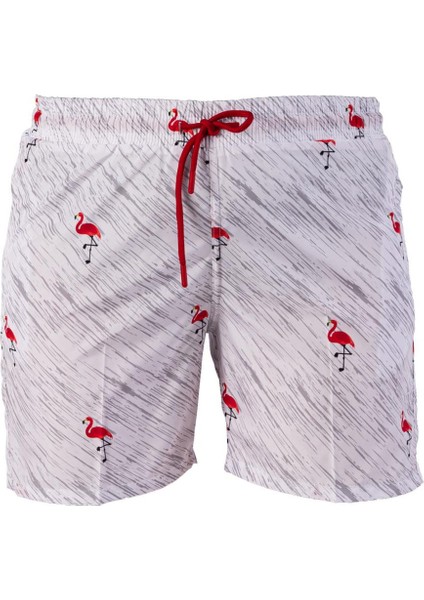 Flamingo Kırmızı Desenli Şort Mayo