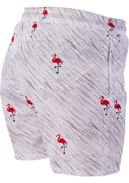 Flamingo Kırmızı Desenli Şort Mayo