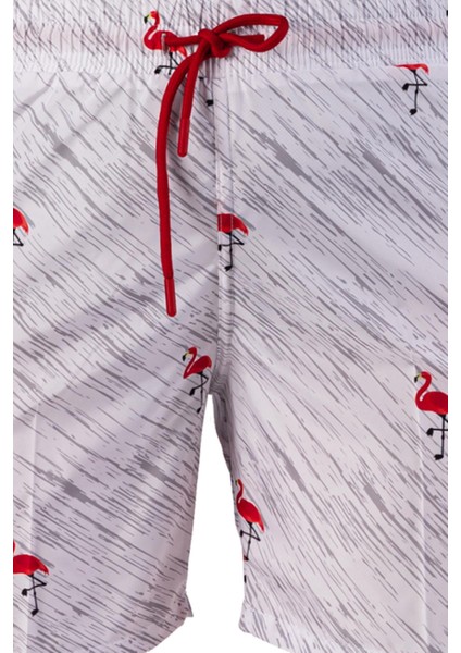 Flamingo Kırmızı Desenli Şort Mayo