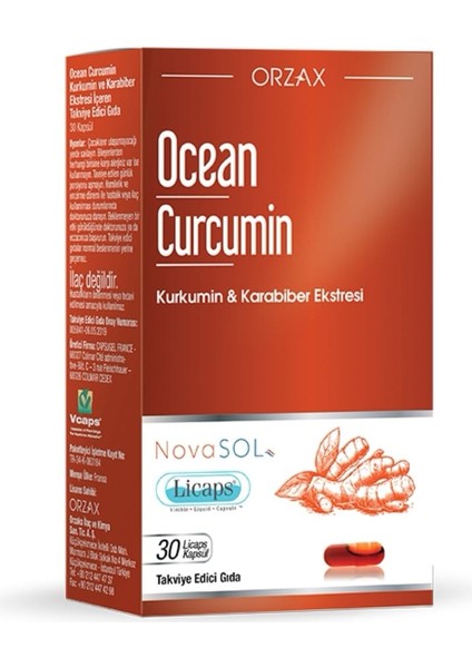 Ocean Curcumin Kurkumin ve Karabiber Ekstresi Içeren Takviye Edici Gıda