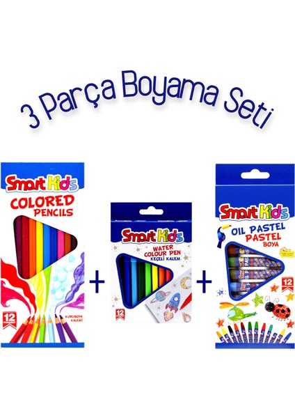 Pastel BOYA12'LI + Kuru Boya Kalemi 12'li + Keçeli Boya Kalemi 12'li