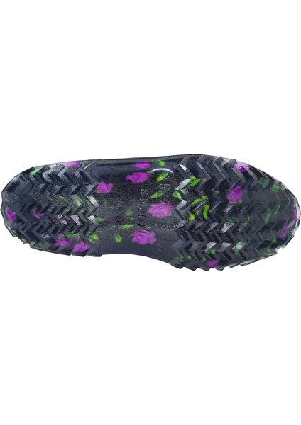 Kadın Siyah Mor Çiçekli Lastik Ayakkabı indirimleri