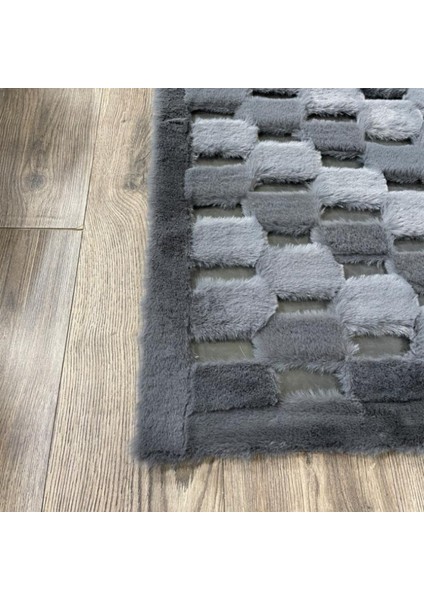 Antrasit Renk Parçalı Peluş Halı 80 x 150 cm fiyatları