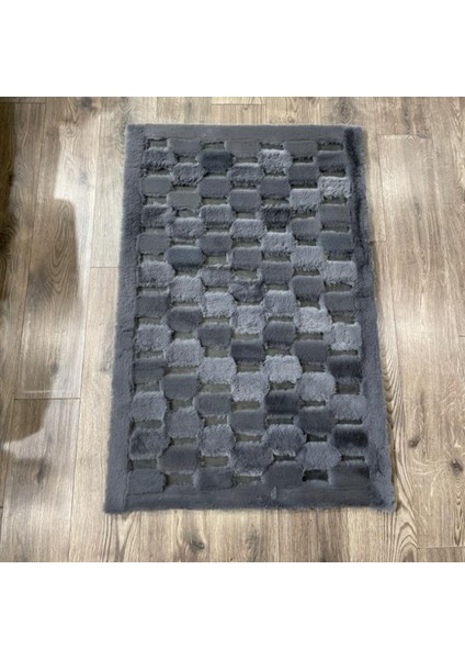 Antrasit Renk Parçalı Peluş Halı 80 x 150 cm modelleri