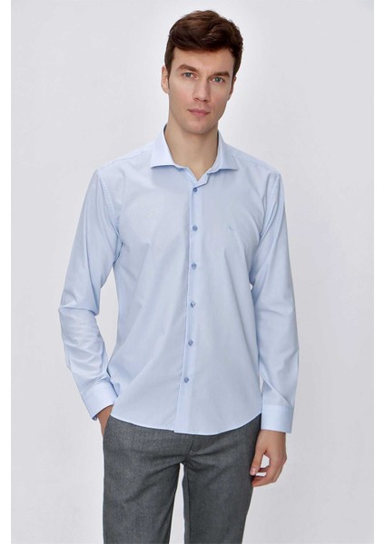 Erkek A. Mavi Basic Slim Fit Dar Kesim Gömlek