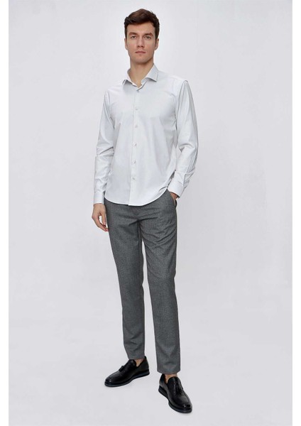 Erkek Kremrengi Saten Lycra Slim Fit Dar Kesim Gömlek indirimleri