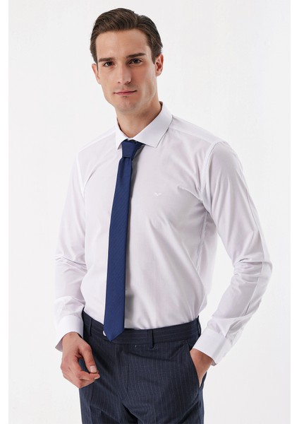 Erkek Beyaz Basic Slim Fit Gömlek