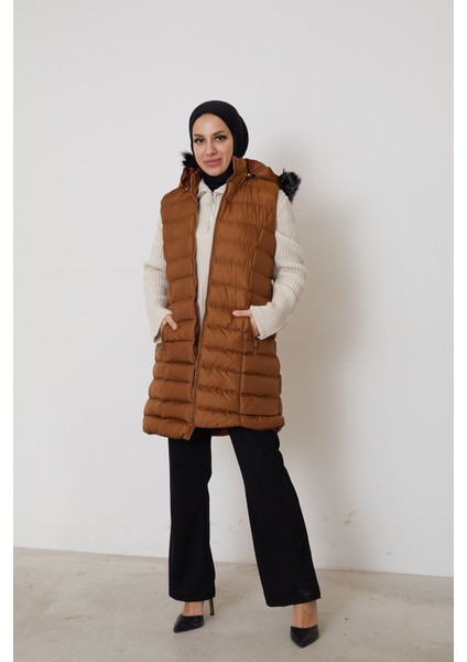 Kürklü Şişme Yelek-Taba