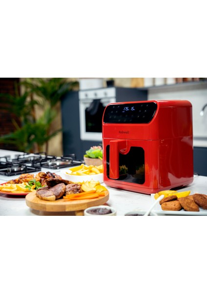 Robwell AS28 Airfryer 6 Litre Sesli Uyarı ,Yağsız Hava Fritözü Robx Türkiye Garantili