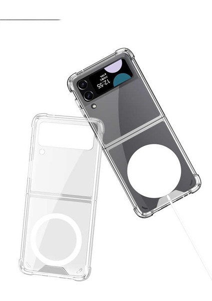 Samsung Galaxy Z Flip 4 Kılıf Antishock Köşeli Wiriless Şarj Destekli Silikon Renksiz fiyatları