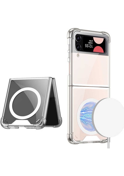 Samsung Galaxy Z Flip 4 Kılıf Antishock Köşeli Wiriless Şarj Destekli Silikon Renksiz modelleri