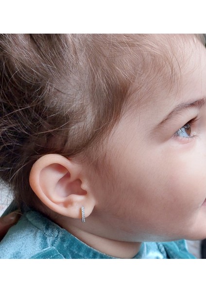 925 Ayar Gümüş Zirkon Taşlı 1-3 yaş arası 10 mm Halka Bebek/Çocuk Küpesi modelleri