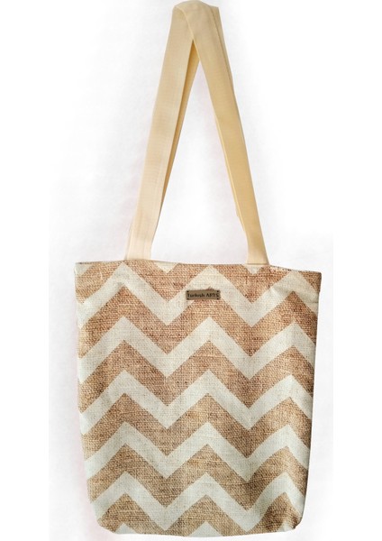 Turkısh Arts Keten Geometri Bayan Omuz Çantası, Kumaş Çanta, Tote Bag