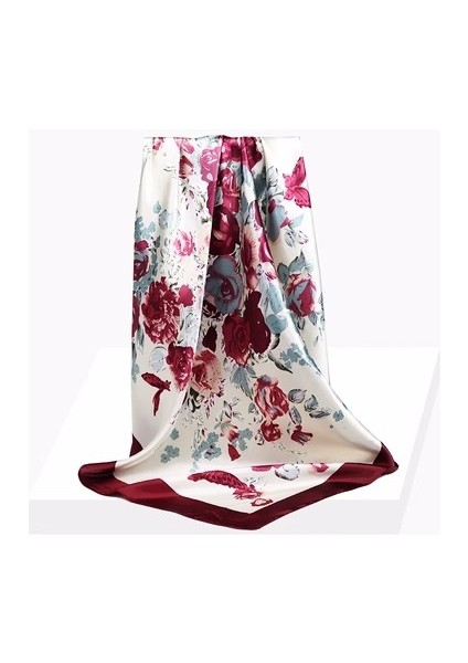 Saten Baskılı Kare Eşarp - Çok Renkli (Yurt Dışından)