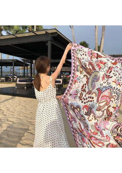 Pamuklu Baskılı Kare Eşarp - Çok Renkli (Yurt Dışından)