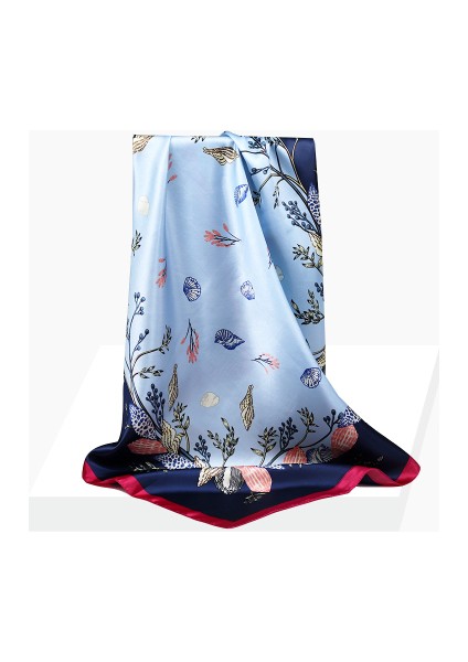 Saten Baskılı Kare Eşarp - Çok Renkli (Yurt Dışından)