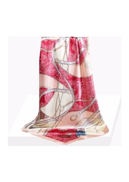 Saten Baskılı Kare Eşarp - Çok Renkli (Yurt Dışından)