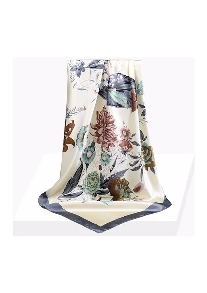 Saten Baskılı Kare Eşarp - Çok Renkli (Yurt Dışından)