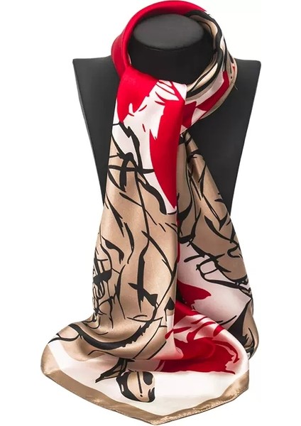 Saten Baskılı Kare Eşarp - Çok Renkli (Yurt Dışından)