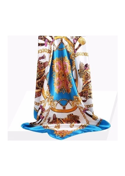 Saten Baskılı Kare Eşarp - Çok Renkli (Yurt Dışından)